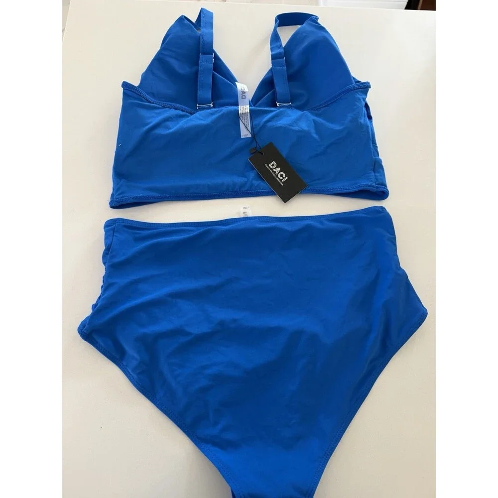 Daci Plus Size Two Piece Swimsuit High Waisted Tummy Control Bikini Push Up 16W